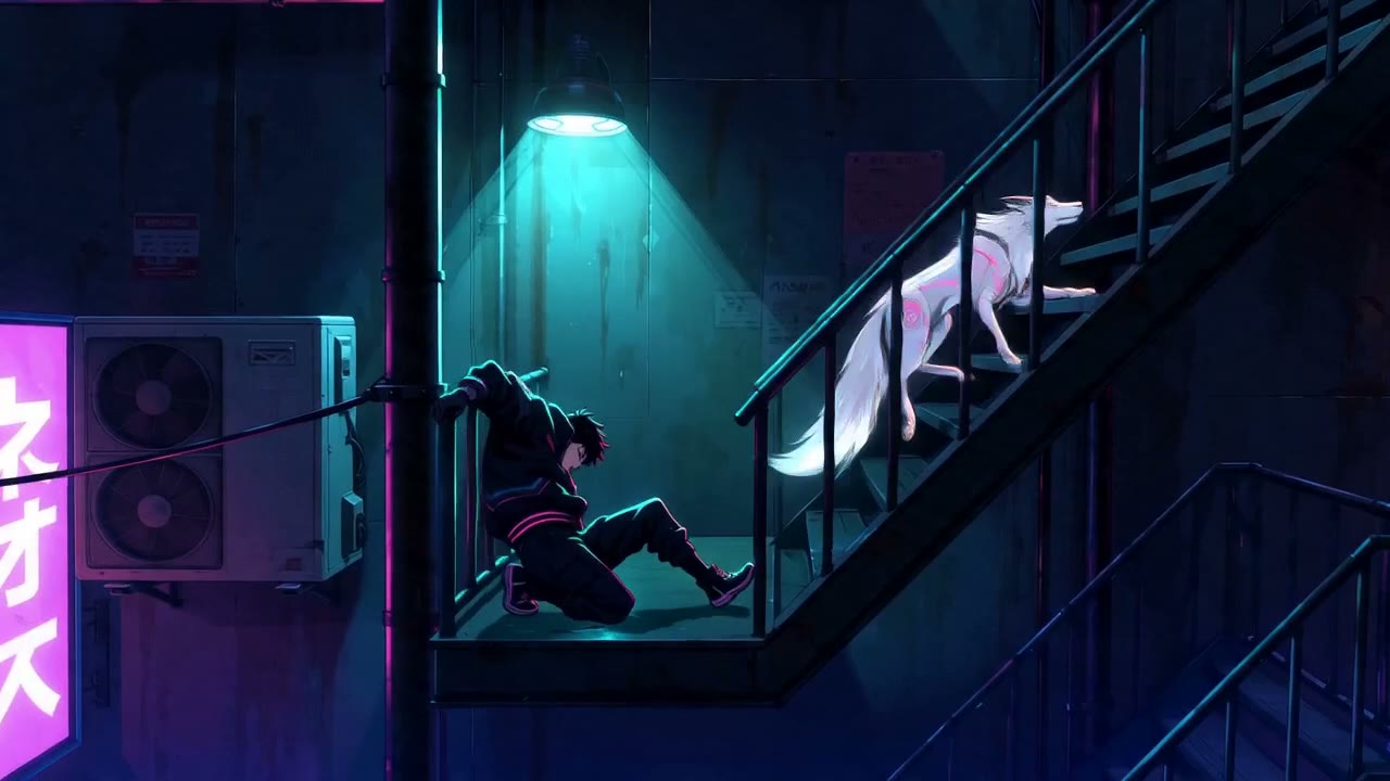 AI-generated anime dog chase still